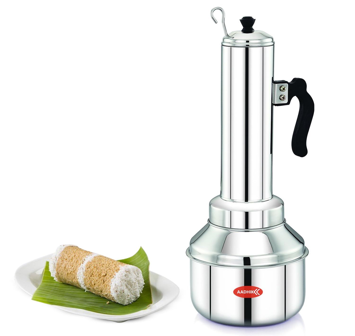 AADHIK Stainless Steel Puttu Maker 1.5 Litre | Traditional Kerala Puttu Kudam & Puttu Kutti with Steamer Plate, Lid & Stick | Rice, Ragi, Wheat, Corn Puttu Cooker | Gas Stove Compatible-picture-16