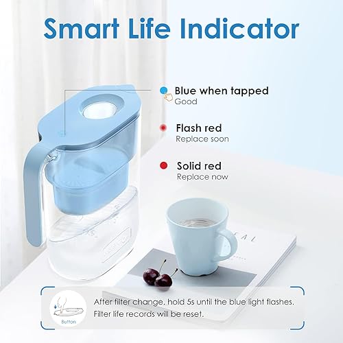 Miniatura 3 de Waterdrop Jarra de filtro de agua de larga duración de 200 galones, purificador de agua certificado NSF, indicador inteligente, reduce PFOAPFOS,