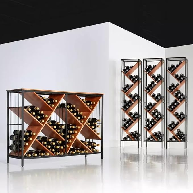 Wine Enthusiast Anjou Modular Metal & Pine Wood 78-Bottle Wine Rack miniatura 5