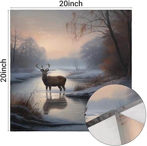 Miniatura 3 de Cloth Napkins Set of 4 Autumn Deer 20x20 Inch Cloth Napkins Fall Animal Washable Reusable Kitchen Dinner Napkins Table Decor for Wedding, Holiday