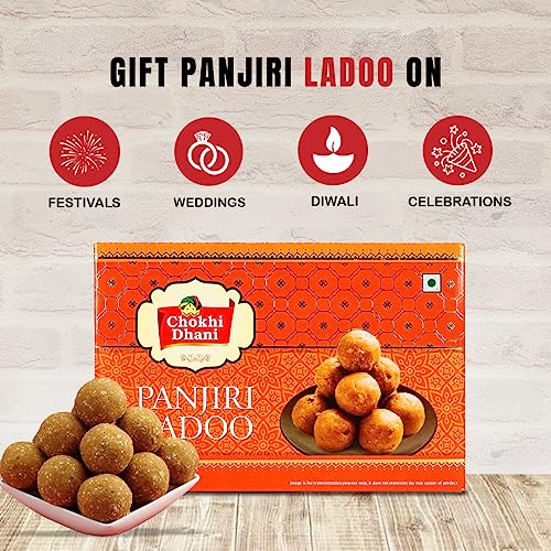 Image of Chokhi Dhani Panjiri Ladoo 400g | Traditional Indian Mithai | Ready to Eat Sweet | Festive Laddoo | No Artificial Flavours | Homemade Taste | Veg