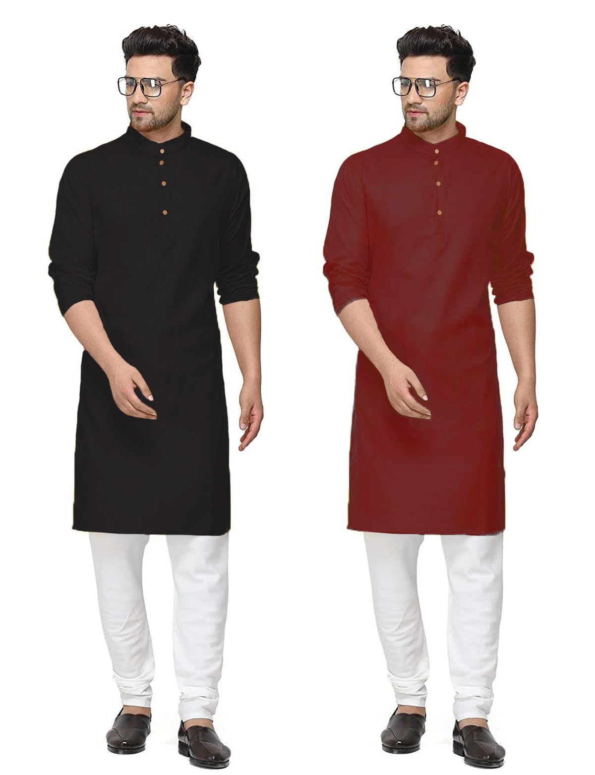 fort worth Cotton Blend Traditional Men's Kurta Pajama Set - Pack of 2, Ethnic Indian Wear-picture-33
