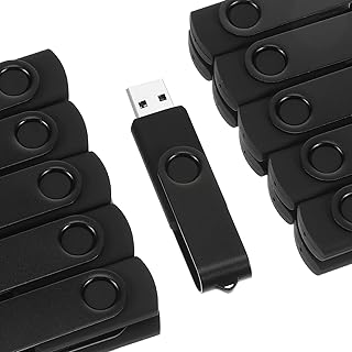 Umigy 20 Pack USB Flash Drives Bulk USB 2.0 Metal Thumb Drives with Lanyards Swivel Thumb Drives USB Drives Bulk Portable Thumb Drives for Office School Data Storage Backup (Black,16 GB)