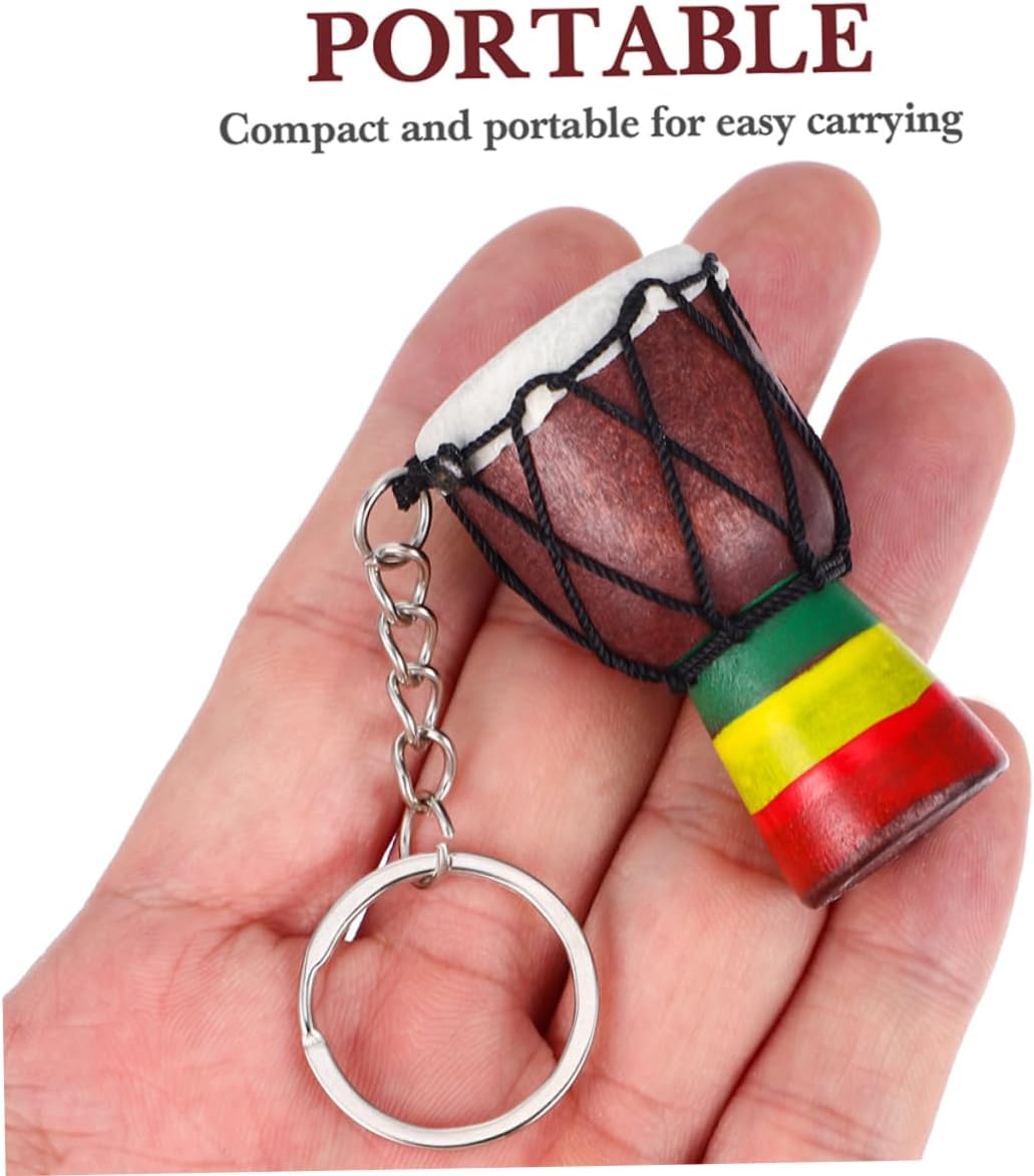 SOLUSTRE 2pcs Retro Decor Drum Keychain African Drum Keyring Ornament for Backpack Bag Purse image 4