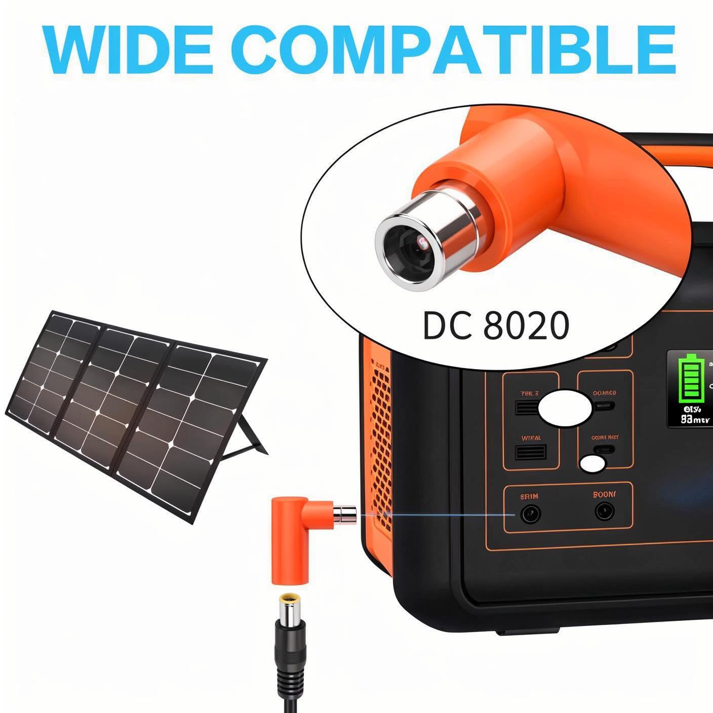 YACSEJAO DC 7909 na DC 8020 adapter w kształcie litery L, kąt 90 stopni, kąt prosty DC7909 do DC8020, złącze wtykowe do panelu słonecznego, RV Portable Power Station kompatybilny