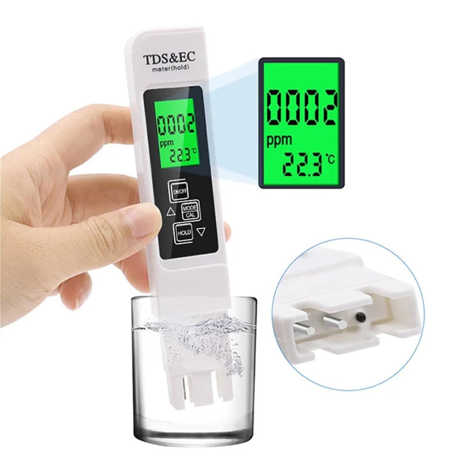 Water Detector, Water Quality Detection Pen Drinking EC Meter 2in1 TDS Test,for Drinking Water(White)
