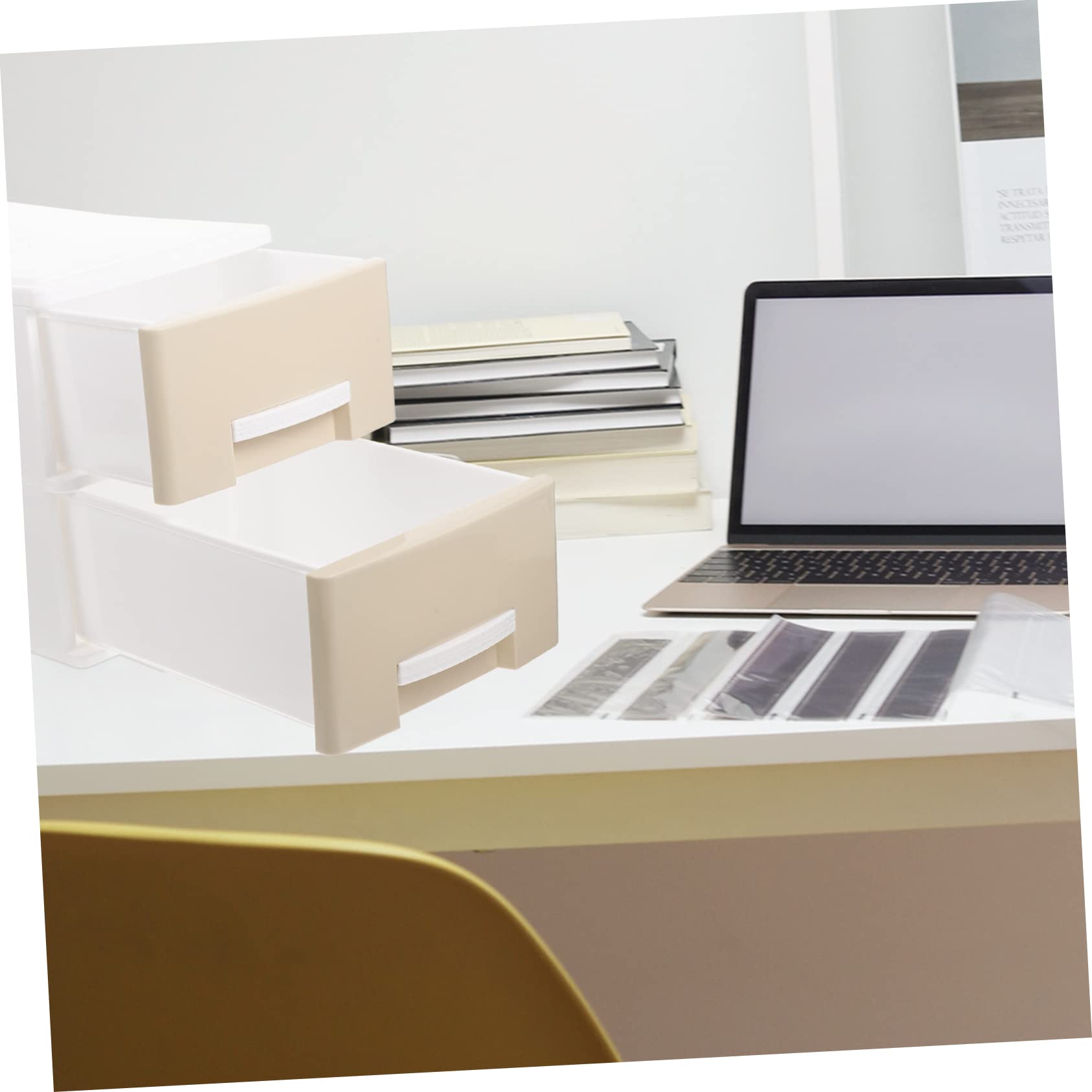 Scatola Portaoggetti da Scrivania a Cassetti, 2 Livelli | Plastico Kaki, Struttura Multiuso e Resistente, per Desktop e Housewarming