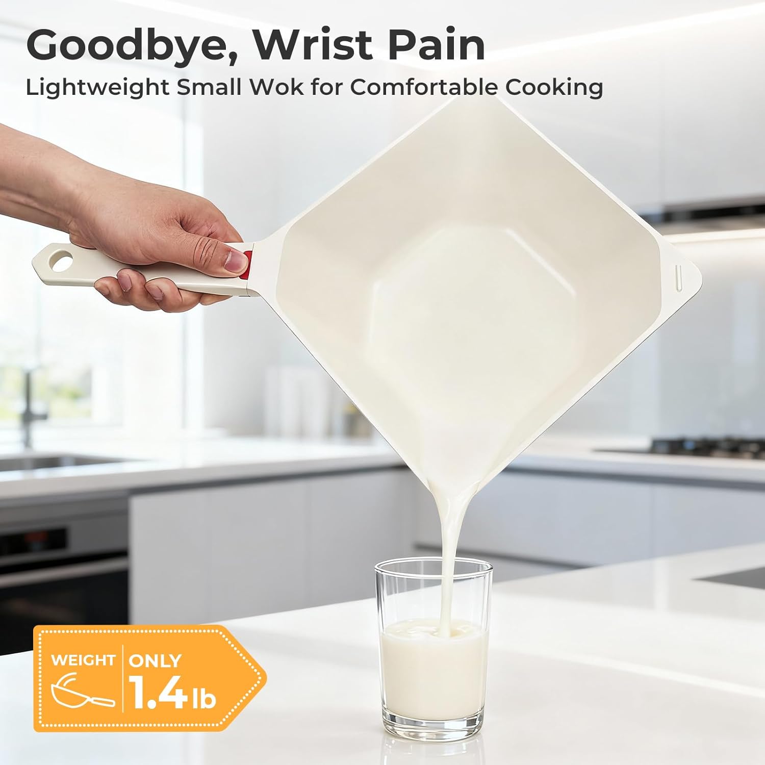 Nonstick Ceramic Sauce Pan with Lid, 3.2 Quarts Ramen Pasta Pan, Compatible with All Stovetops (Gas, Electric & Induction), Ceramic Non Toxic Cookware, PFOA PFAS & PTFE Free(White)