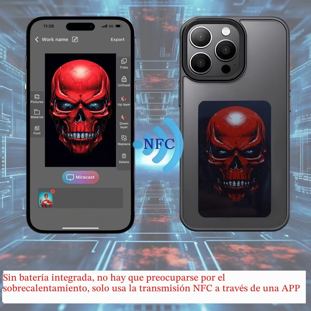 Funda de teléfono Inteligente con proyección Trasera de Fotos Personalizable, con Tinta electrónica, Muestra Fotos al Instante en la Cubierta Trasera de la Pantalla de Tinta. Personaliza tu teléfono