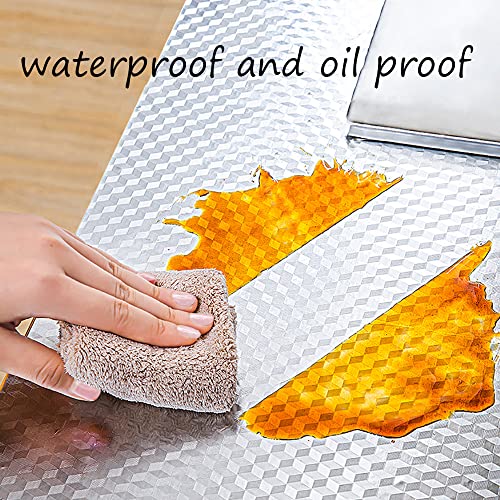 Hailongbay 15.7X393.7 Inch Kitchen Oil-Proof Waterproof Stickers, Self Adhesive Kitchen Backsplash Wallpaper Sticker Heat Resistant Aluminum Foil Wall Sticker For Countertop Drawer Liner Shelf Liner #TOP2