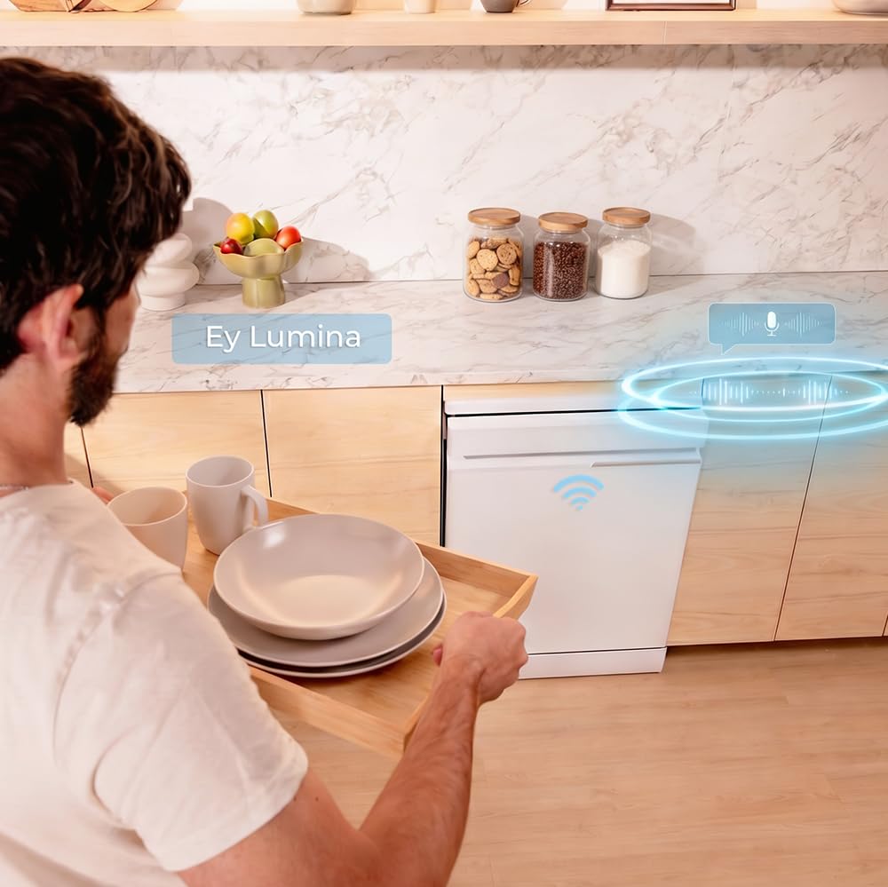 Cecotec Lavavajillas Libre Instalación 60cm 16 Servicios con WiFi Bolero Aguazero 7000 Matt White Glass Connected. Motor Inverter Plus Duo, 16 Programas, Bandeja Cubiertos, Control Voz, Cristal Mate