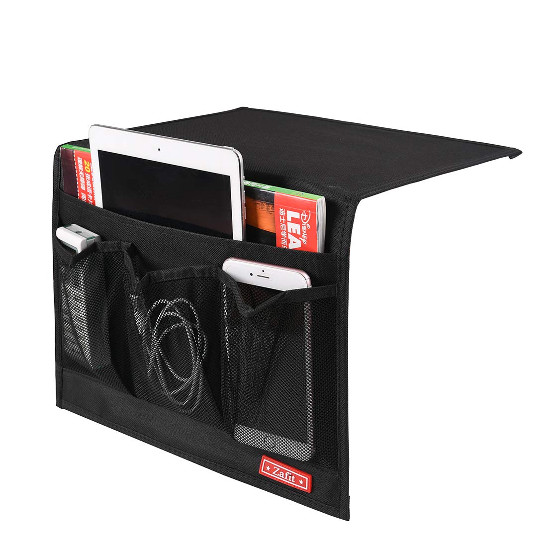 Zafit Bedside Storage Organizer - Table Cabinet Organizer Caddy for Remotes, Phone, Glasses (Classic 4 Pockets - Black)