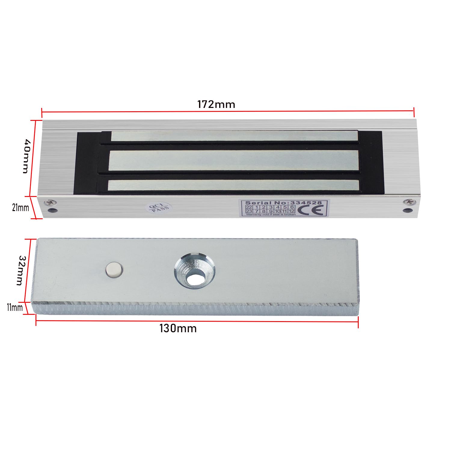 wasserdichte magnetische Schloss 180kg 350lbs elektromagnetische Schlösser DC 12V für Zugangskontrollsystem Host Controller Tür Zugangsschlösser NC-Modu (Surface - Wire drawing)
