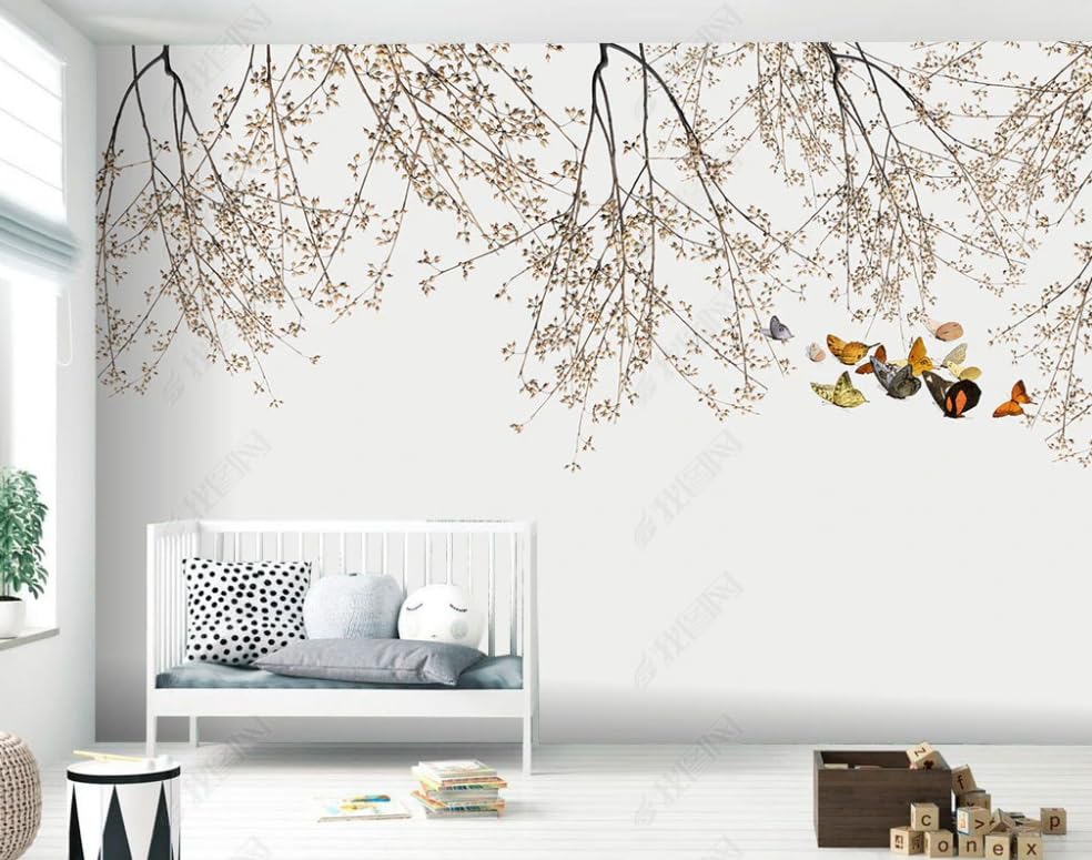 Papier peint intissé brindille papillon grand format poster géant mural salon