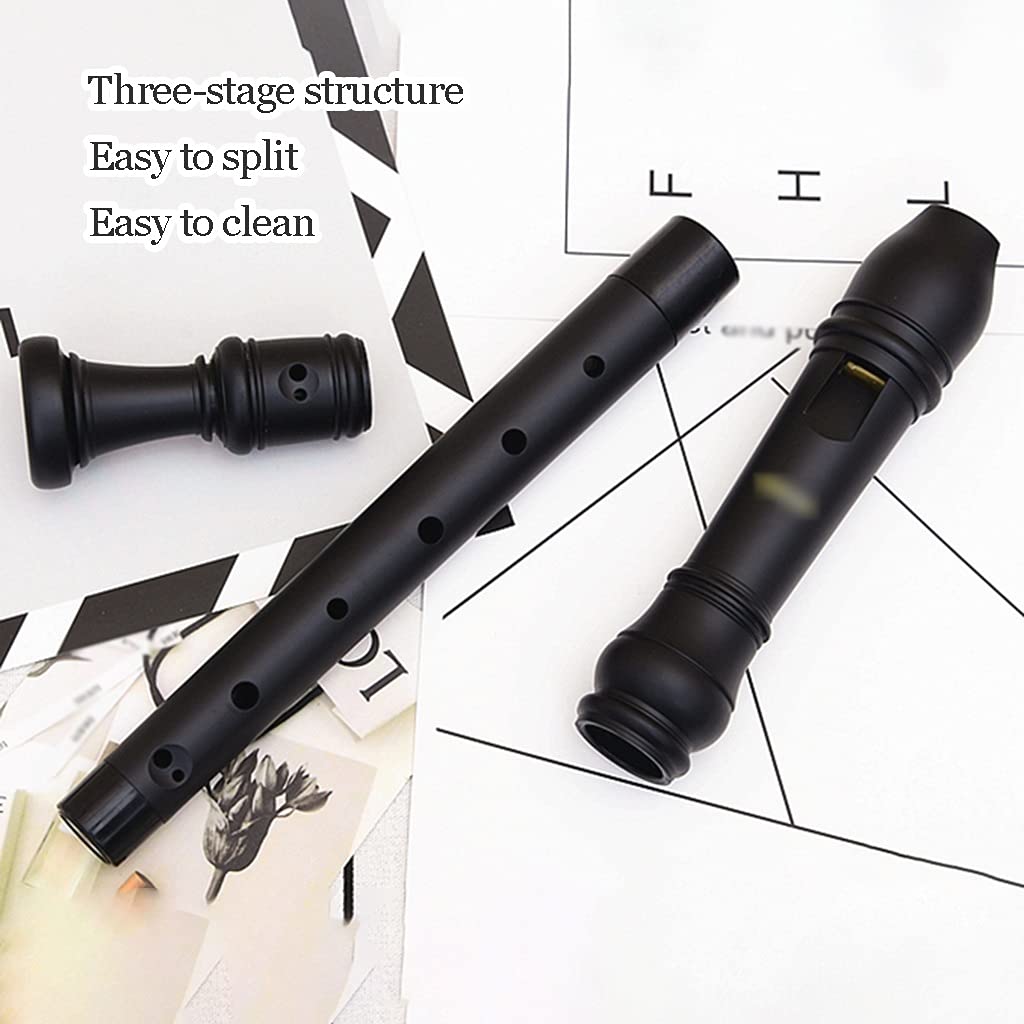 Flûtes à Bec Flûte À Bec Ténor Flûte À Bec Professionnelle en ABS Alto Baroque, Clé F Étudiant Flûte Britannique 8 Trous, 3 Pièces, avec Étui en Cuir (Color : Black, Size : Baroque F)