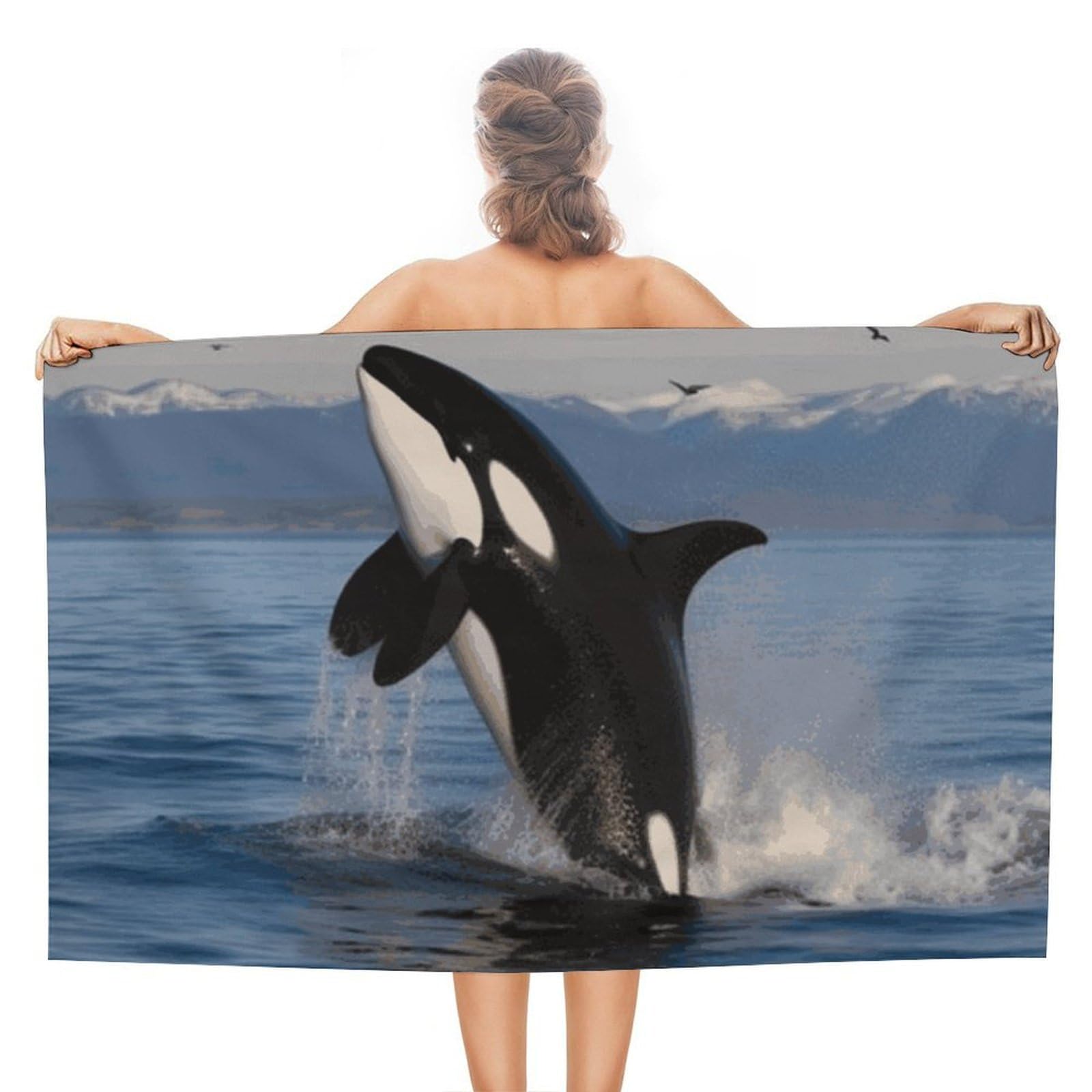 asbwuo Killer Whale Beach Towels Extra Large Quick Dry Absorbent