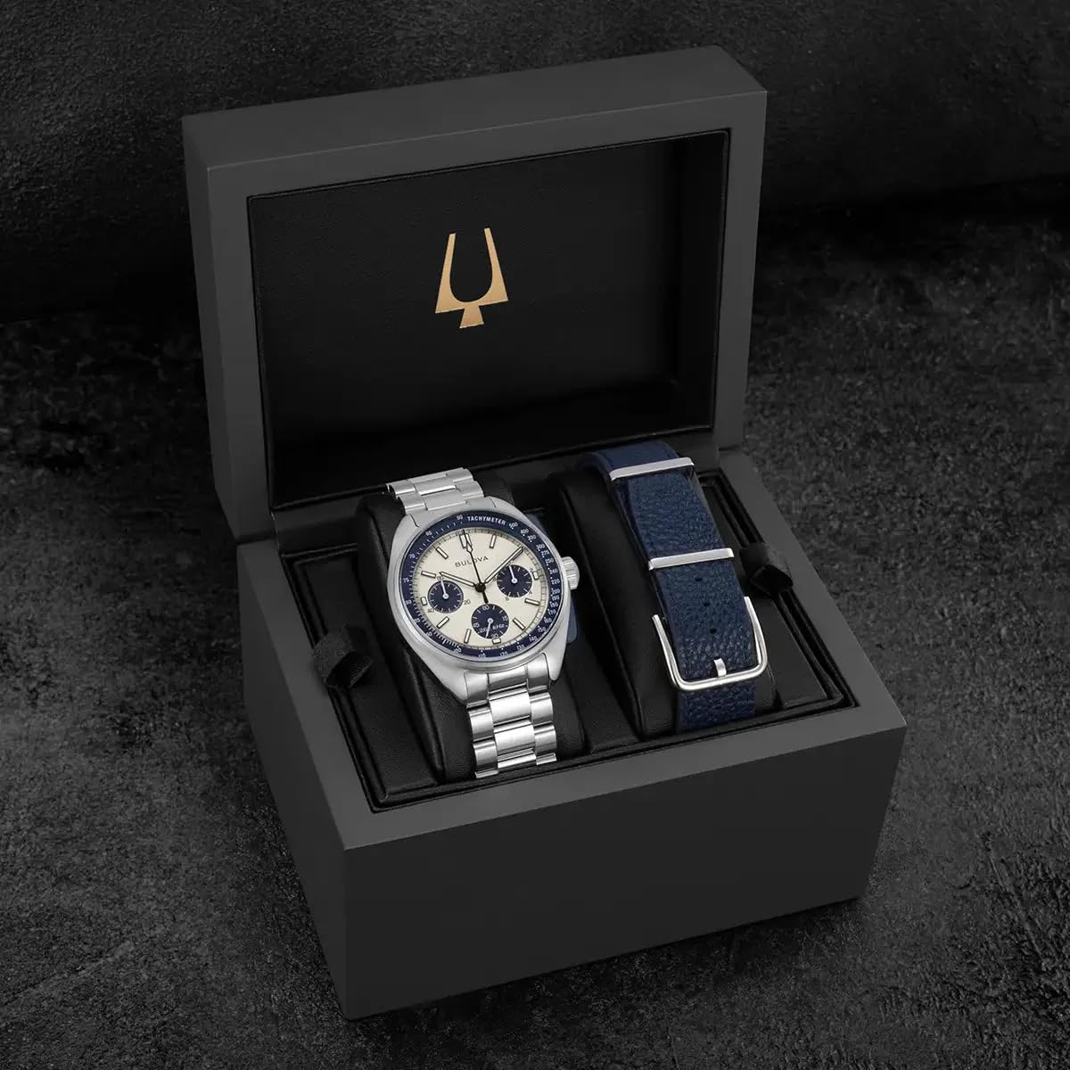 Bulova Mężczyźni Lunar Pilot Zegarek, Srebrny/Granatowy, Ø 43.5 mm