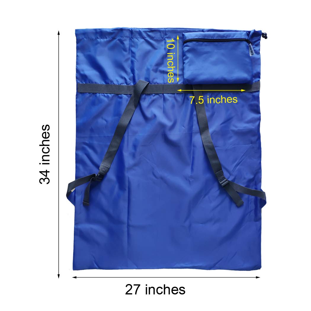 Mochila de lavandería de 27 x 34 pulgadas, resistente con correas de hombro, cierre de cordón, mochila plegable resistente para universidad, viajes, lavandería, apartamento (negro azul)