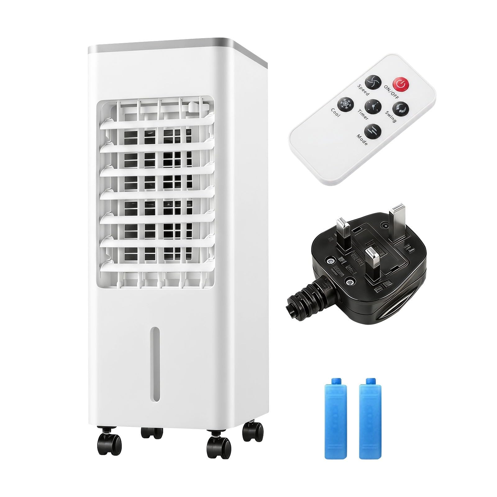 Airconditioning Portable Unit, 4-In-1 Portable Evaporative Air Cooler With Remote Control, 6L Water Tank With 2 Ice Packs,3 Wind Speeds, 4 Modes, 8H Timer Quiet – Living Room, Bedroom,Office & Outdoor
