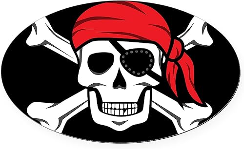 CafePress Jolly Roger - Imán ovalado para coche, diseño de pirata (On Black)