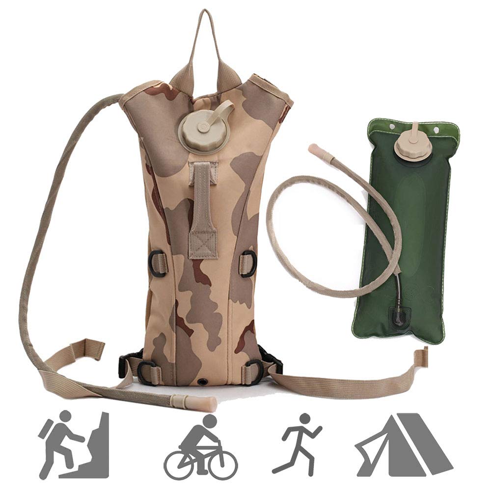 HBG Army Hydration Backpack with 3L Water Bladder Water Bag Pouch for Hiking Climbing Hunting Cycling Running Survival Outdoor Backpack
