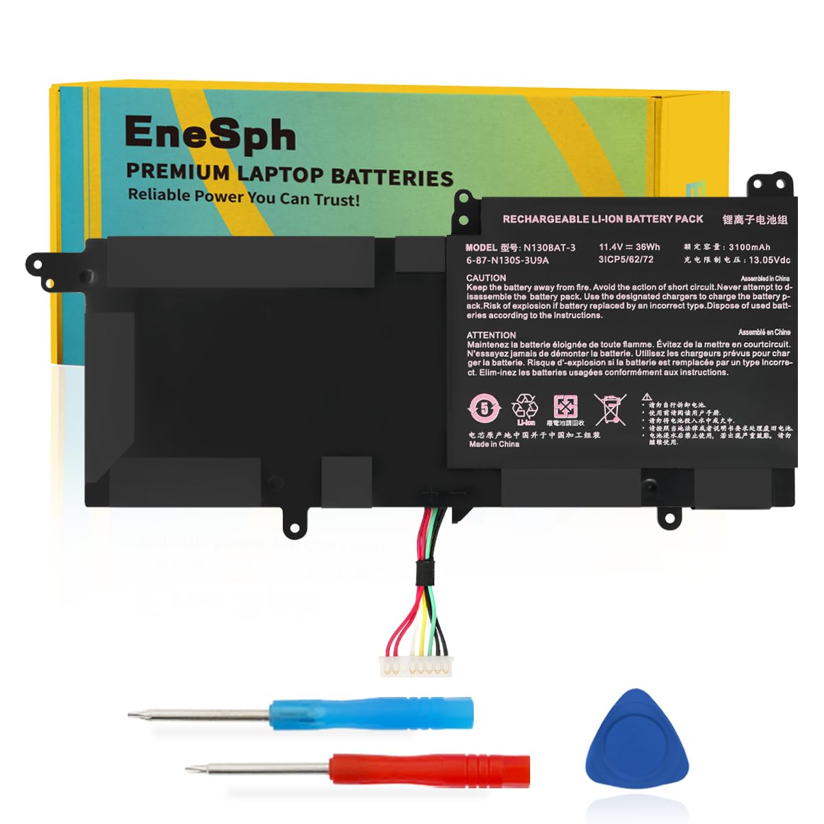 36Wh N130BAT-3 Laptop-Batería para Clevo B1301 N130BU N130WU