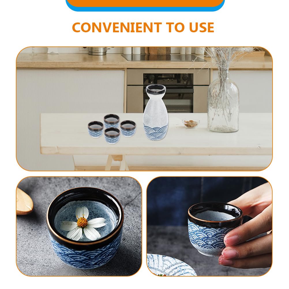 UPKOCH 4Pièces Set de Tasses à Sake Céramique Traditionnelle Japonaise Émaillées pour Usage Maison Capacité de Design Ondes de