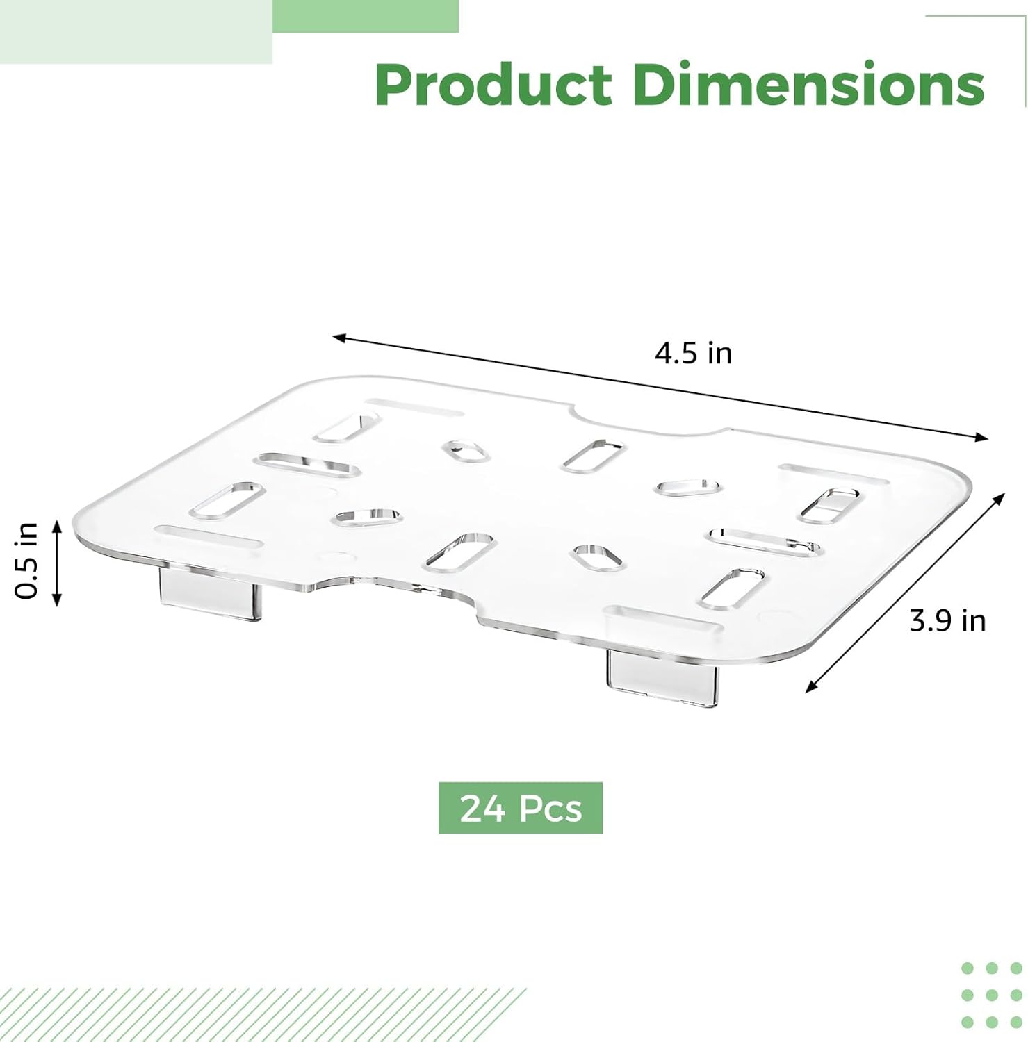 Drain Shelf for Food Fruit Vegetables, 24 Pcs 1/6 Food Pan Strainer, Clear Acrylic Plastic Tray, Kitchen Use Restaurant Food Prep
