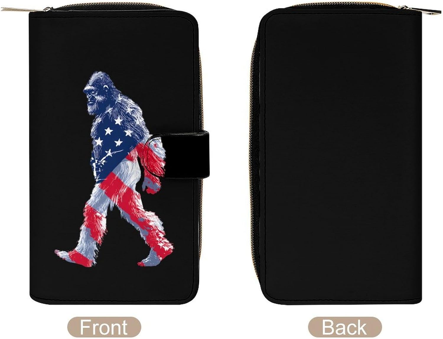 Sasquatch U.S.A. Flag Womens Wallet for Men Slim Purse Clutch Handbag with Card Holder