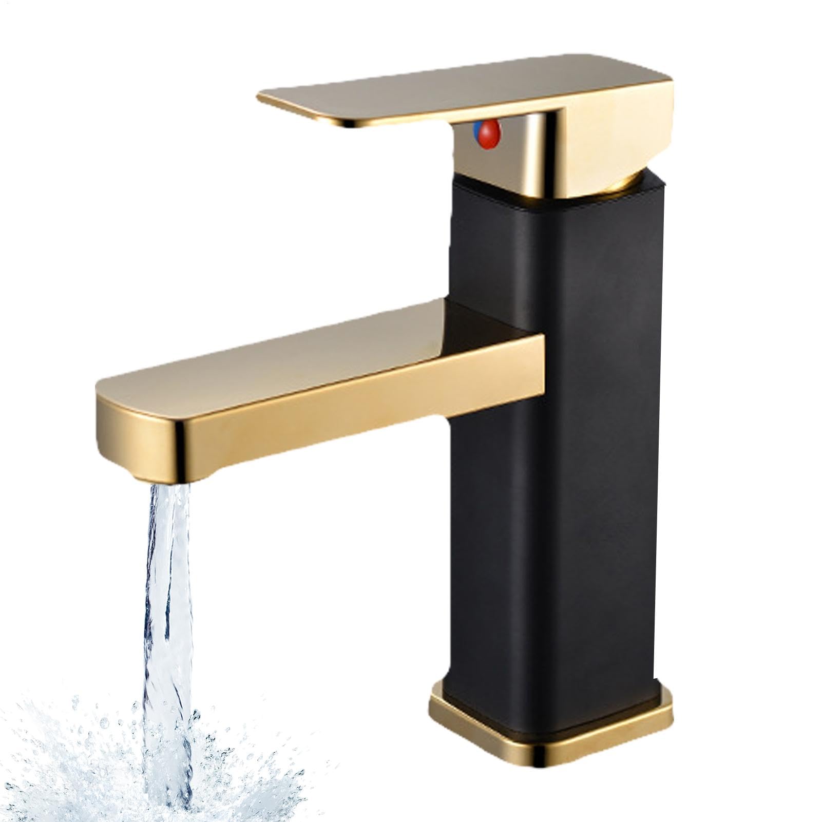 Robinet de lavabo carré monotrou en finition noir mat haut de gamme