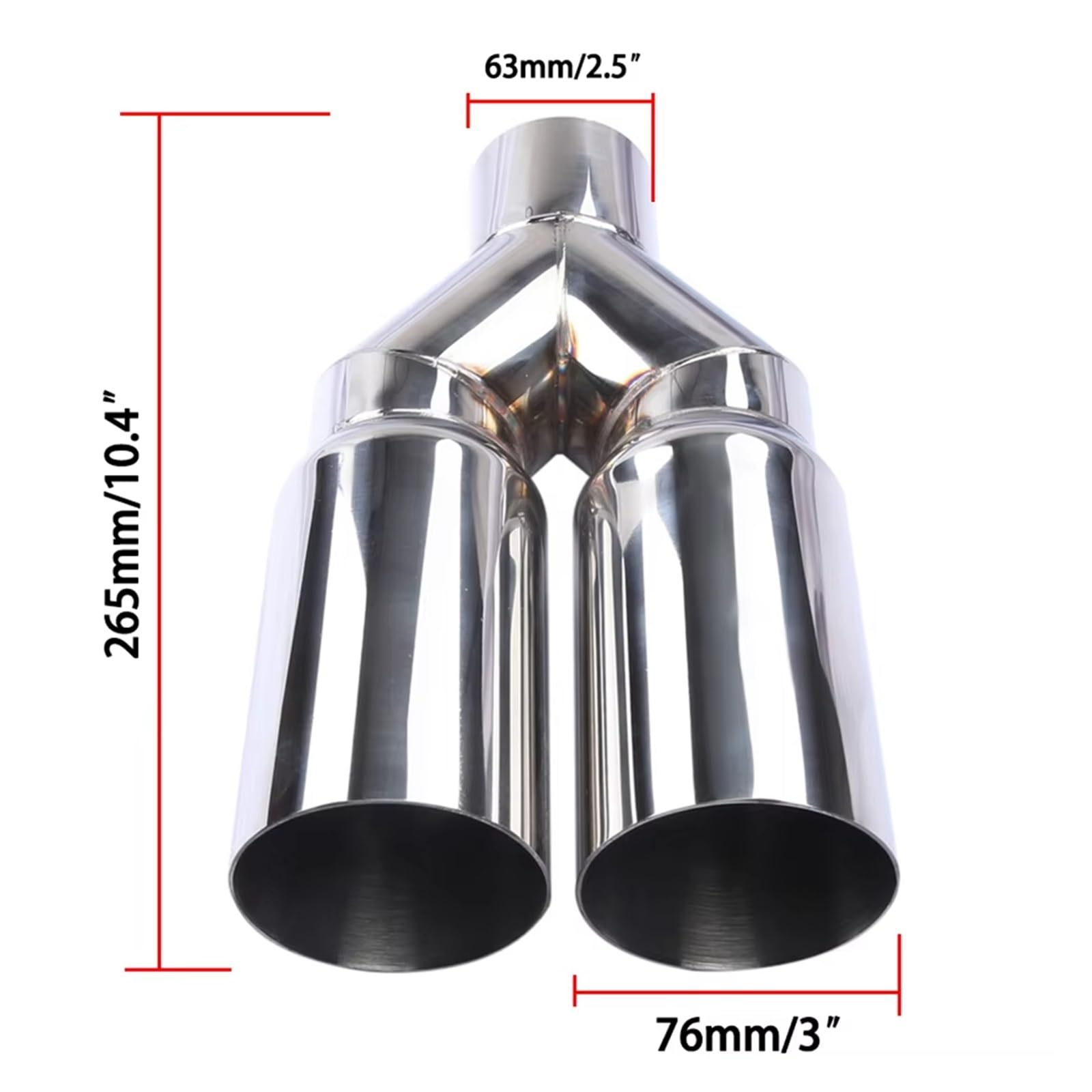 SinSed Coche Tubo Silenciador Escape Silenciador de Tubo Escape Universal Acero Inoxidable Doble Cilindro Entrada 63mm Salida 76mm reemplazo Coche