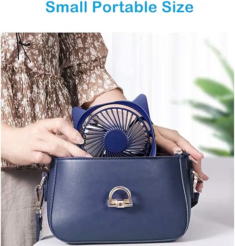 Miniatura 5 de Ventiladores de escritorio personal pequeños y silenciosos, mini ventilador de escritorio, alimentado por USB, 3 velocidades de viento, rotación de