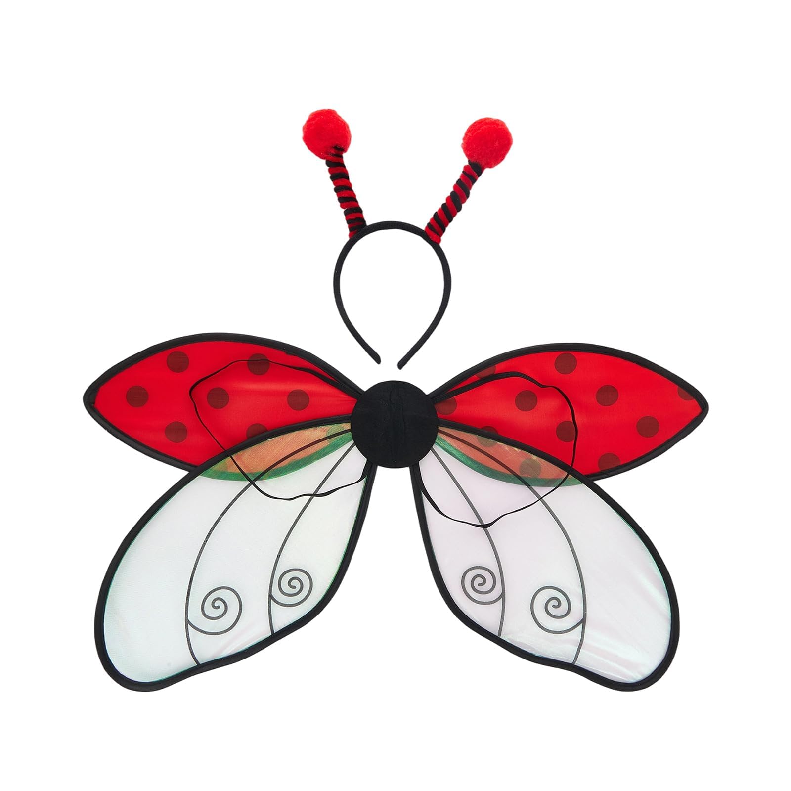 Barbotimer Women Girls Halloween Costumes Fairy Bee Ladybug Costume Wings with Headband Set Insect Halloween Cosplay Costume Accessories (Ladybug, 60cm)