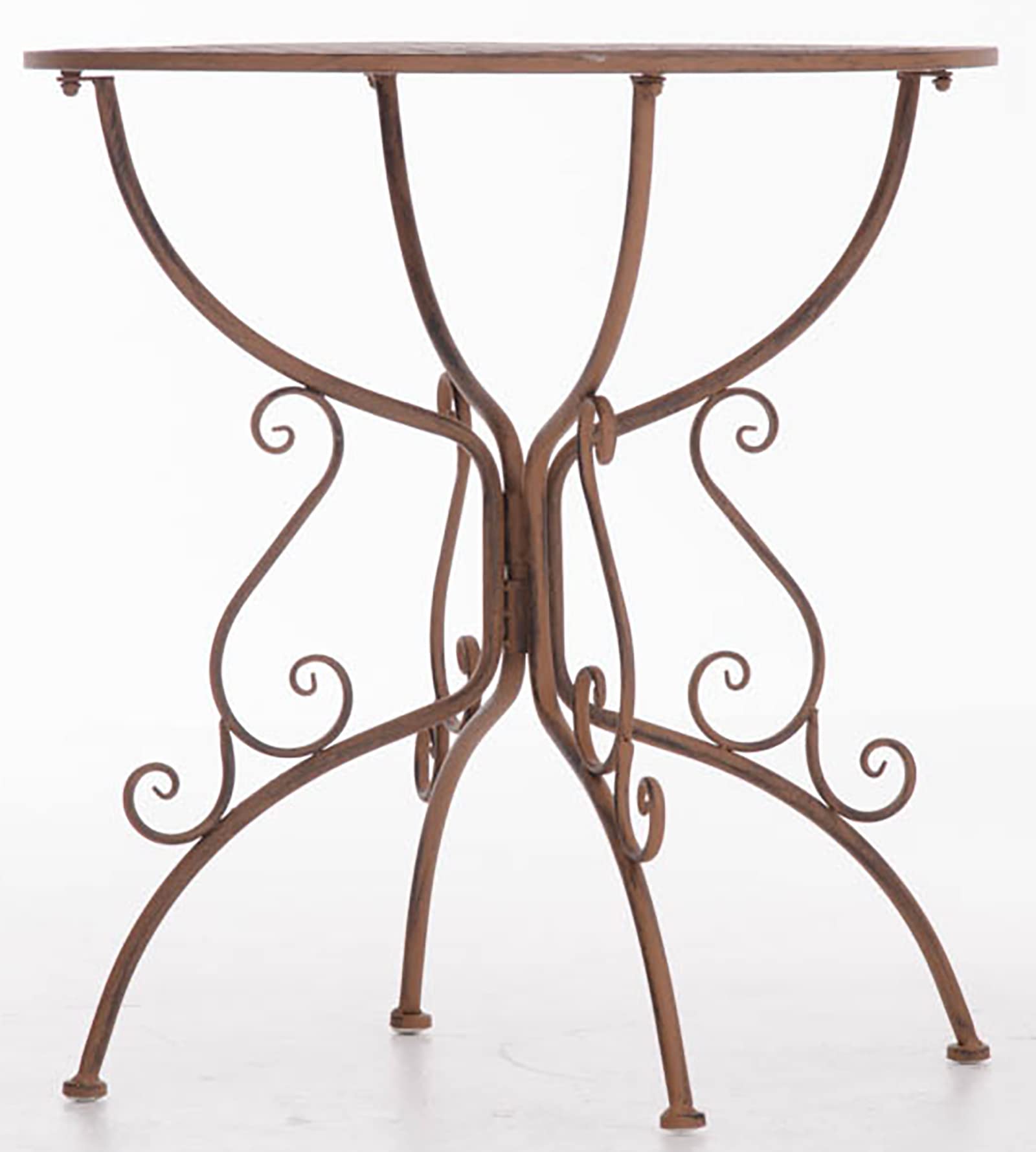 Table de Jardin Ronde AMANDA en Fer Forgé -Table de Bistrot de Style Nostalgique Hauteur 74 cm - Table de Terrasse Diamètre de 70 cm - Solide et Résistante Idéale pour Votre Jardin - Couleur:, Couleur:marron antique