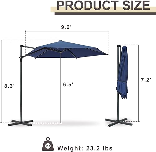 Miniatura 7 de Gardesol Sombrilla de 10 pies para patio al aire libre, fácil operación, tela teñida con solución de 8.47oz, protección UV, resistente a la