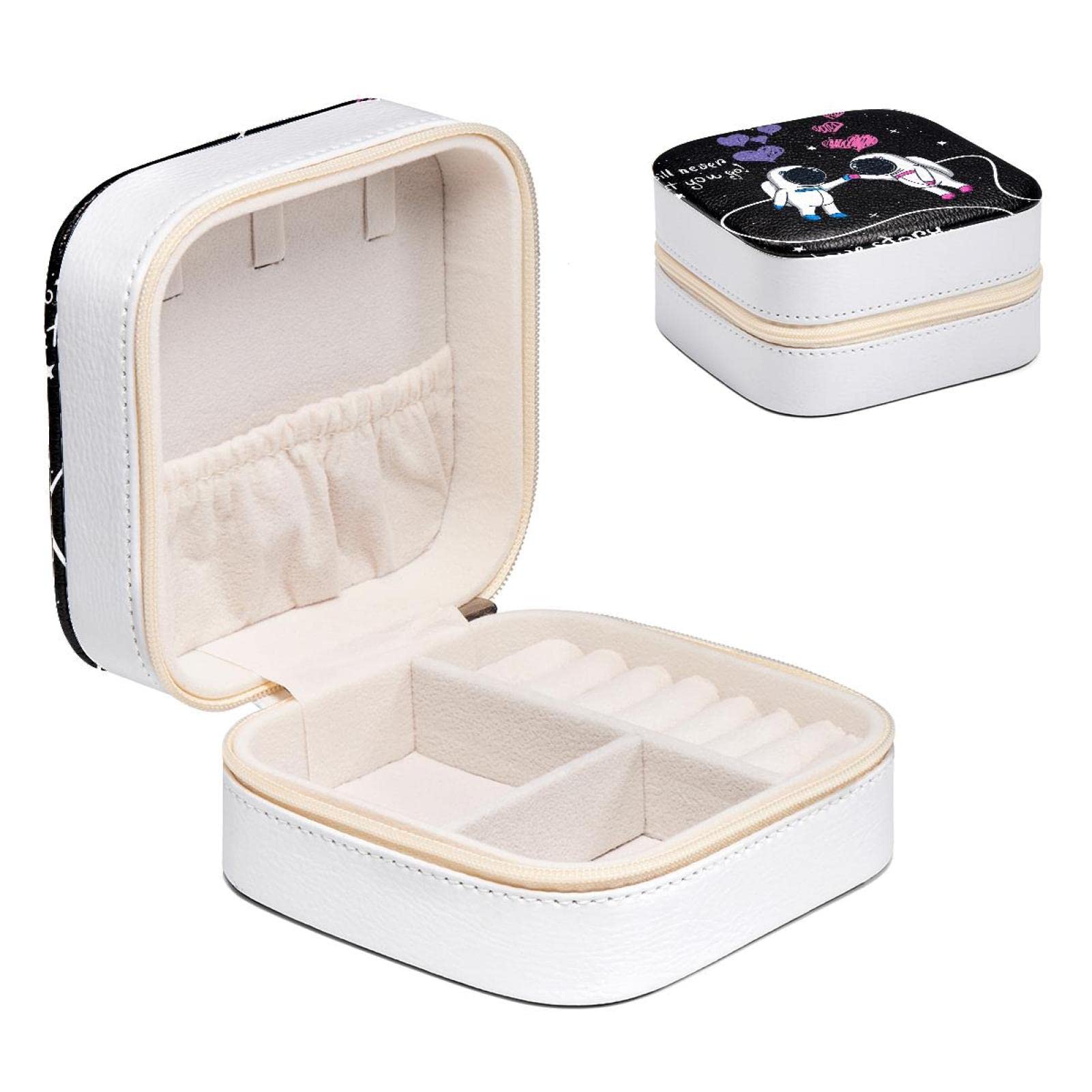 Boîte à bijoux pour femme compacte avec compartiments bagues et colliers