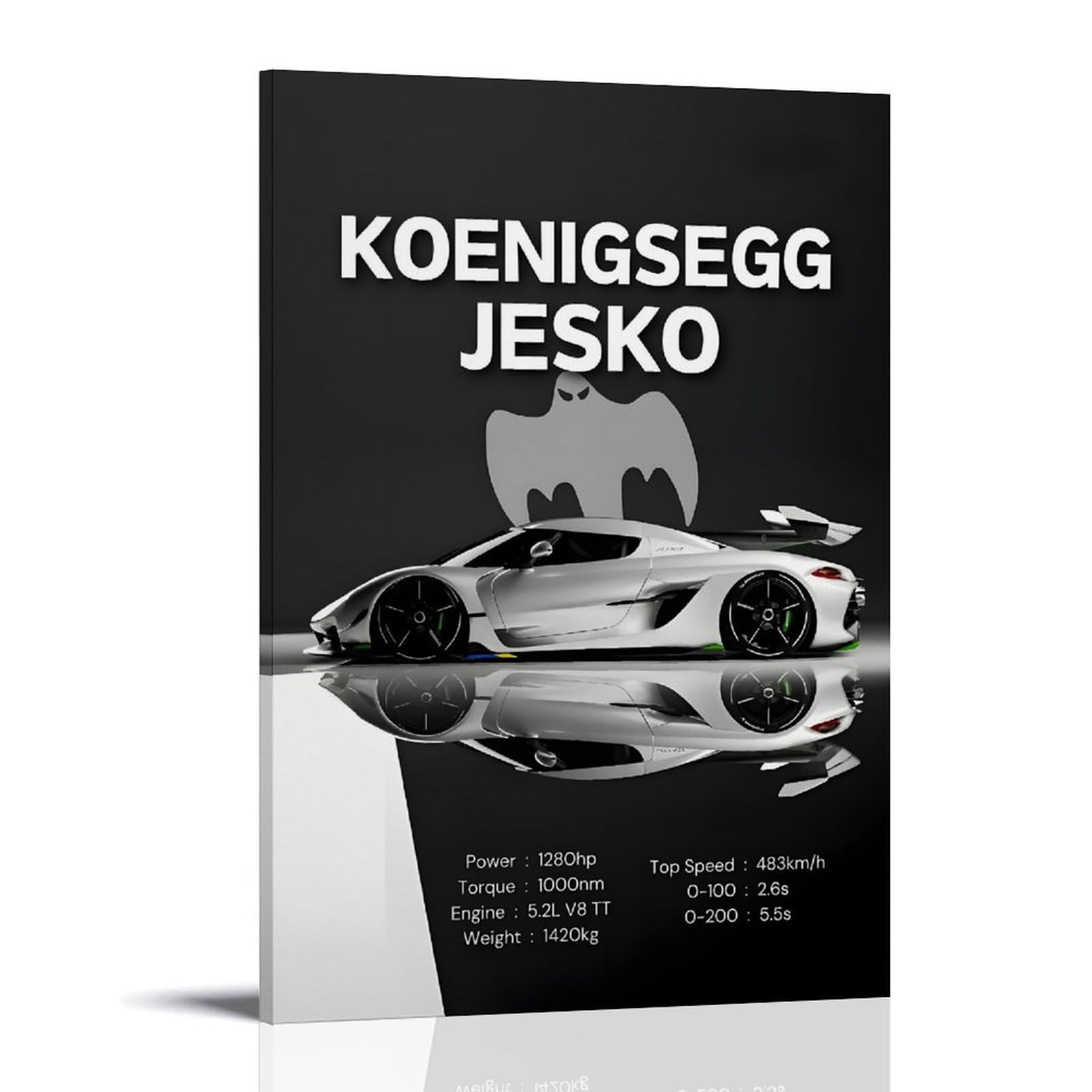Pokkmnjb Frame-Style Koenigsegg Jesko Super Car Posters Aesthetic Canvas Wall Art Print Home Decor For Bedroom Living Room12x18inch(30X45cm)