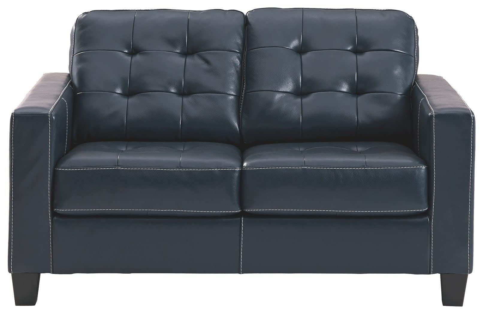 MODERN WAVE Allton Leatherette 2 Seater Tufted Sofa Chaise Lounge Sectional Sofa for Living Room Bedroom Office. (Blue)