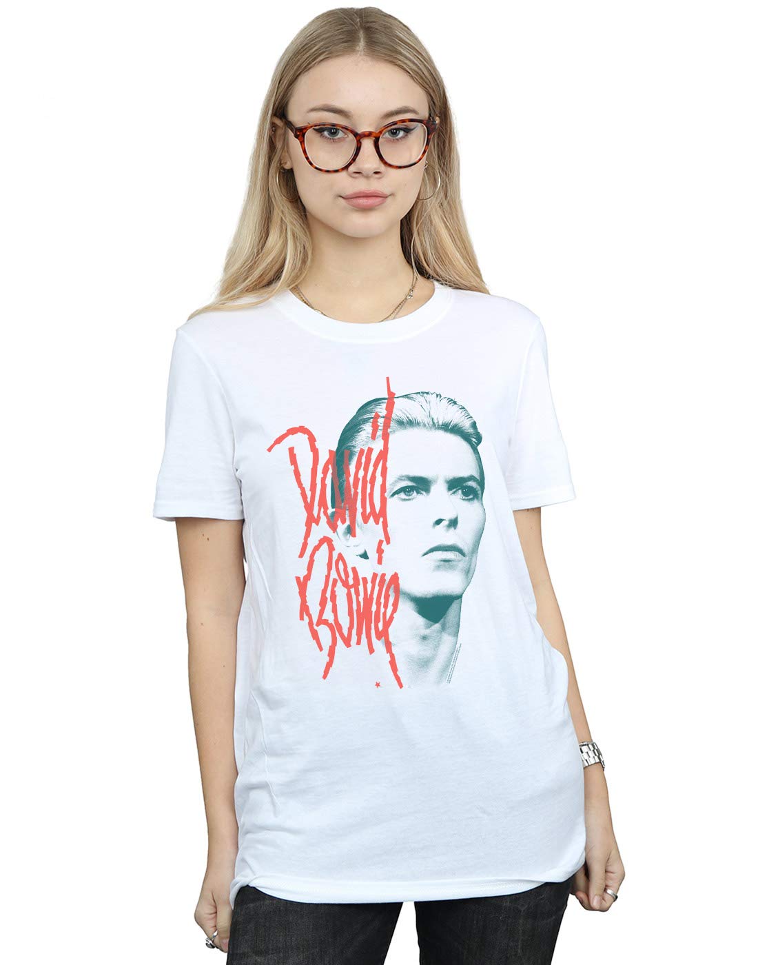 David Bowie Aladdin Sane Boyfriend T-Shirt - White - Cotton - XL
