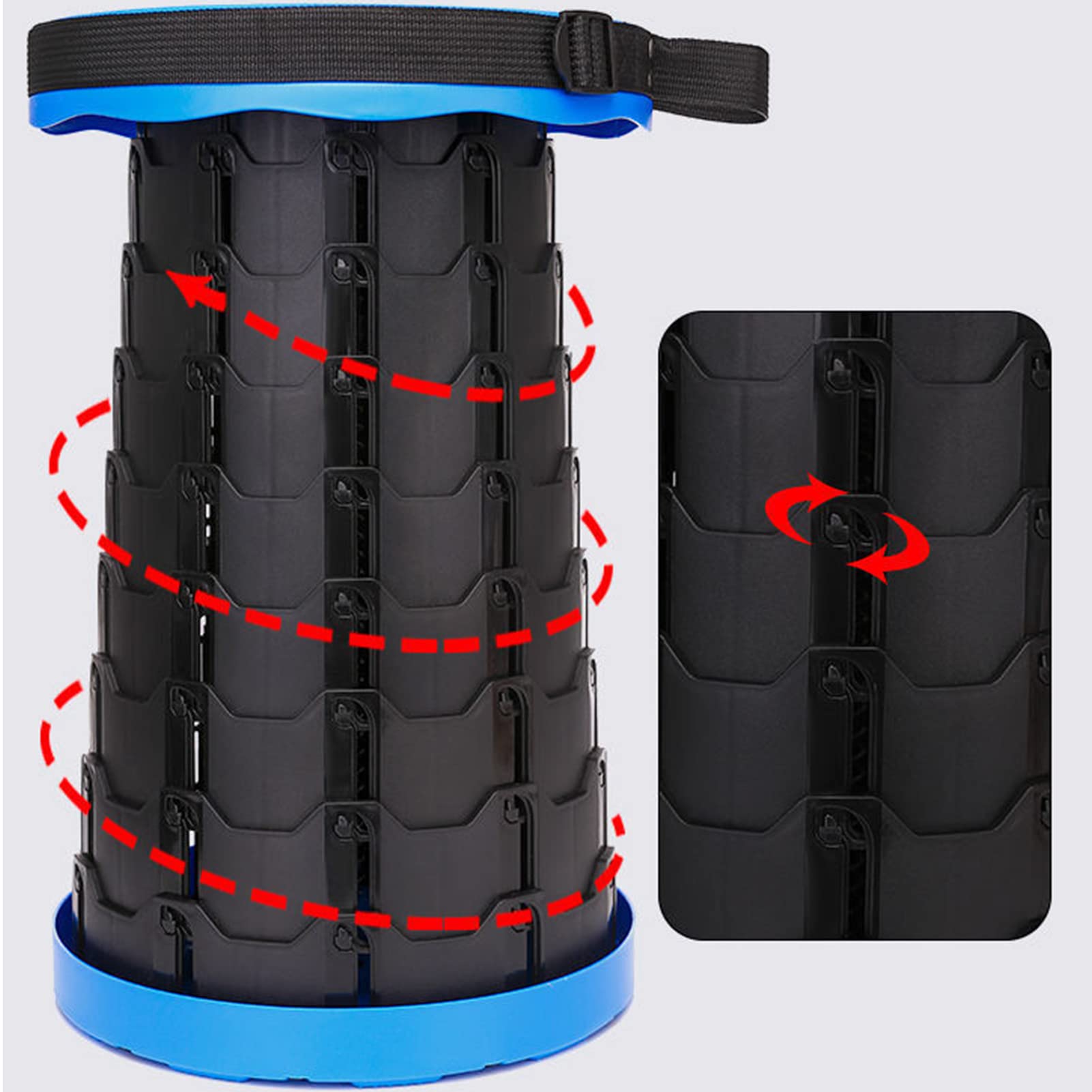 Semptec sgabello estensibile: Sgabello telescopico portatile, regolabile in altezza, reso di spedizione (sgabello per tempo libero