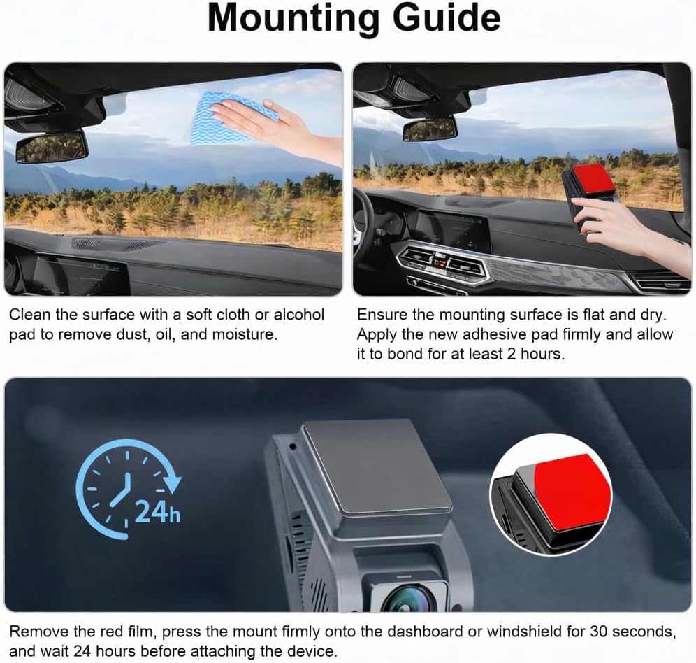 4-Pack Replacement Front Adhesive Pads Compatible with VIOFO A119 Mini 2 Dash Cam image 3