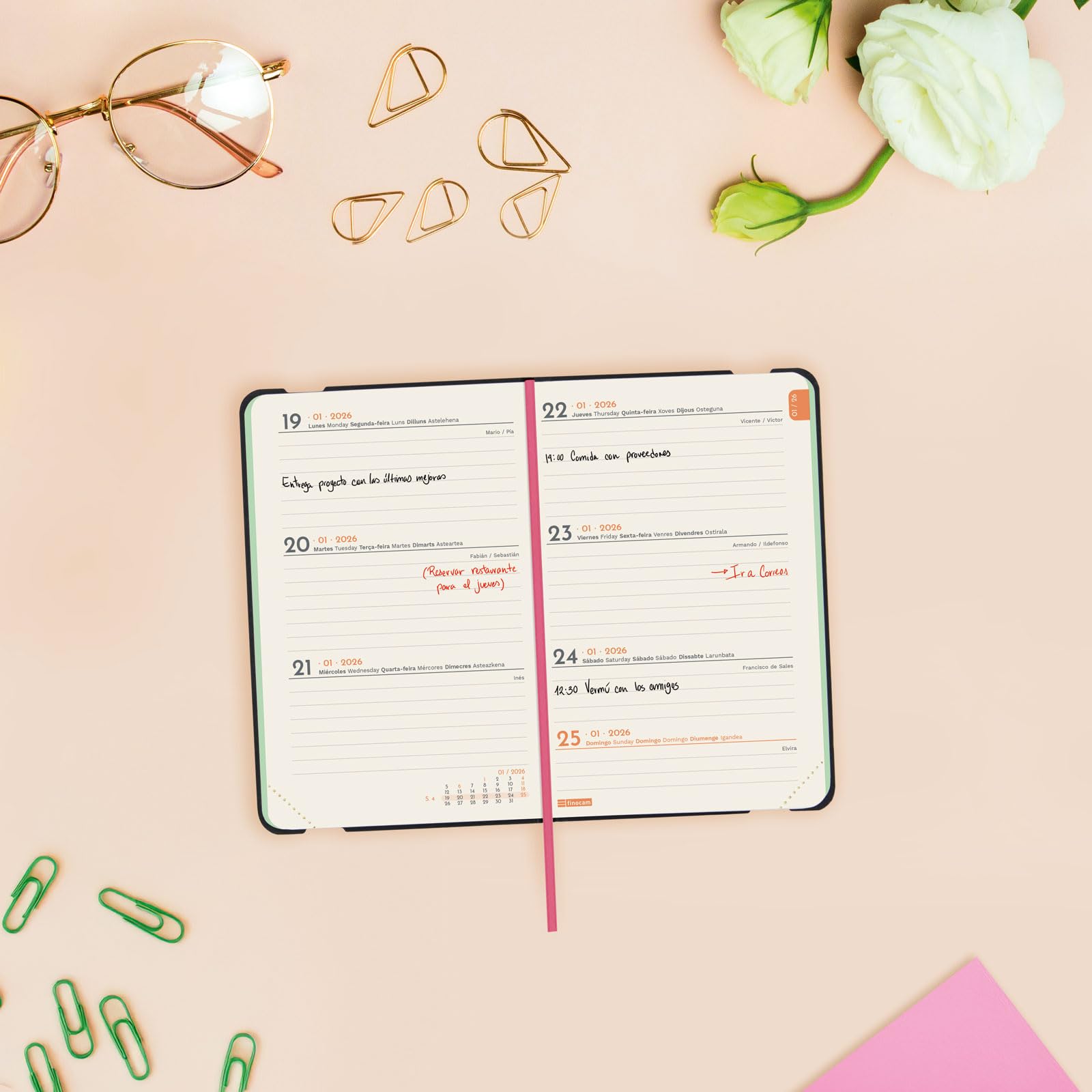 Agenda Finocam 2019-2020 Mini - Semana Vista Apaisada, Formato Estudiante