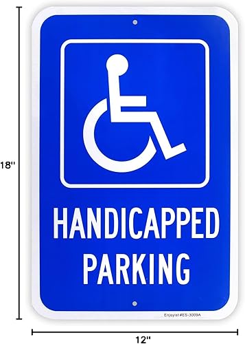 Miniatura 5 de Letrero grande de estacionamiento para discapacitados, 18 x 12 pulgadas, letrero reflectante de aluminio 040, libre de óxido, protección UV y