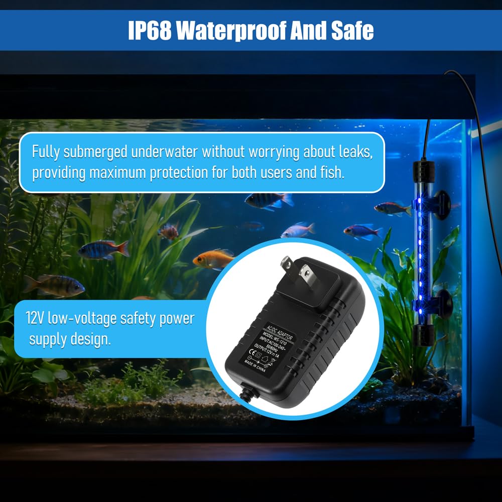 Luz LED para acuario con IP68 impermeable y función de memoria, luz sumergible para pecera con control remoto y 16 colores, 23 pulgadas de brillo, barra de luz subacuática ajustable para
