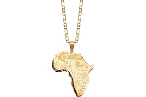 Vintage Gold Plated Africa Pendant Chain Necklace Jewelry Gift for Women