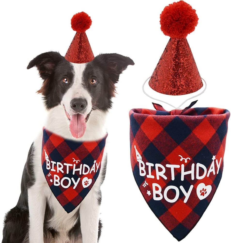 PETANGEL Dog Birthday Bandana Hat Set | Dog Birthday Party Supply | Dog Bandana Boy Girl Birthday Hat Scarf for Small Medium & Large Dog Pet (B09XHV49BH) Amazon Price History, Amazon Price Tracker