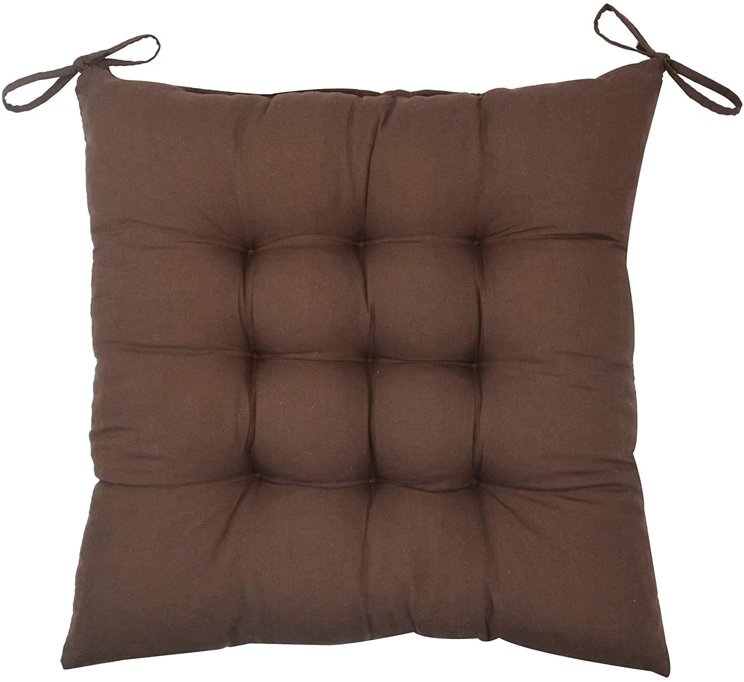 STAR ANGLE 2 Pack Chair Pads Square Seat Cushions with Thick Cotton Filler & Ties Large Size for Sitting, Pooja Seat, Dining Table, Chair Cushion Seat Pad (Chocolate, 12 X 12) (B092MNTC4J) Amazon Price History, Amazon Price Tracker