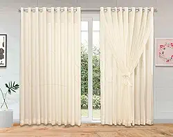 Cortina de Voil Liso com Forro Microfibra (4 METROS, PALHA)