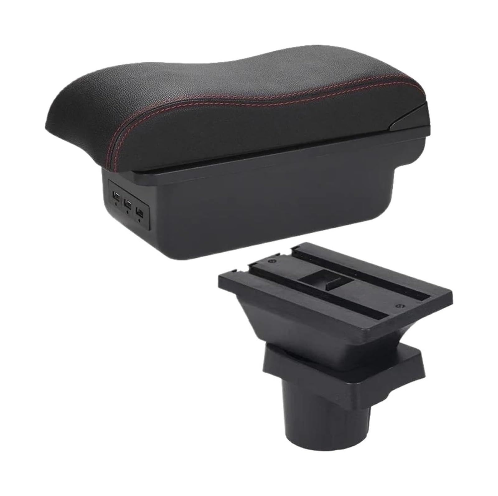 HCKCLMBMZW For VW For UP Car Armrest Storage Box Accessories Auto Retrofit Parts Car Armrest Center Console(B1 Black Red 3usb)
