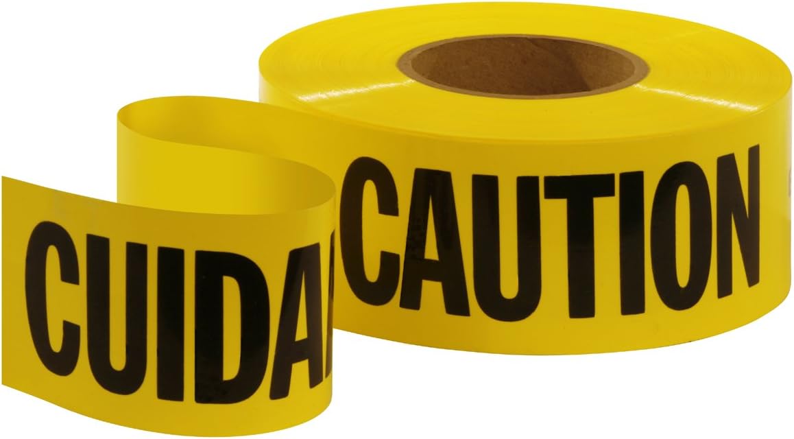 Empire 77-1002 Caution/Cuidado Tape Yellow with Black Ink, 1000-Feet by 3-Inch
